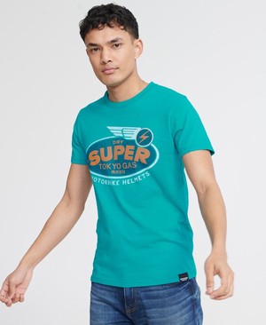 Superdry Military Férfi Pólók Világos Kék | TLGZF9386